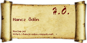 Hancz Ödön névjegykártya
